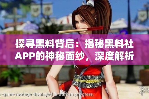探尋黑料背后：揭秘黑料社APP的神秘面紗，深度解析其影響與風(fēng)險(xiǎn)